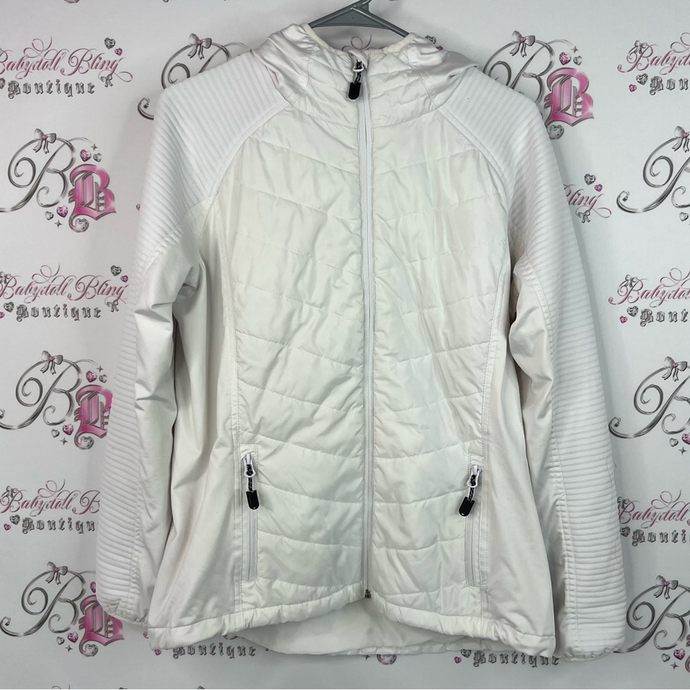 Acx active jacket zip up USA Women's White Quilted warm cozy Jacket